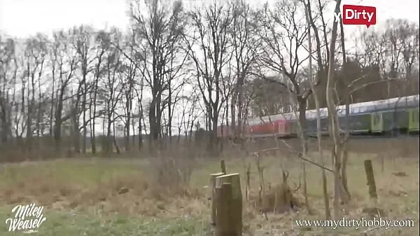 (Miley Weasel) Has A Sex Appointment At A Busy Railway Line -