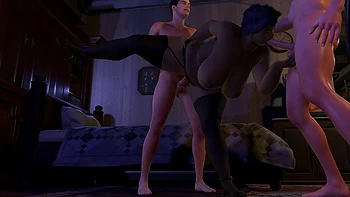 Two White Boys Fuck a Thick Black BBW MILF Standing up