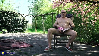 Naughty Teen Charlotte Johnson Gets Fucked By Her Old Neighbor In The Backyard