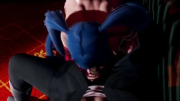 Blue Haired girl is fucking customer in the club