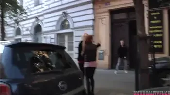 Porn star Bella Babe and her blonde friend took two horny strangers into their fuck bus for group fuck