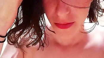 Cute Brunette With Tiny Tits Fucks A Long Rod On The Beach