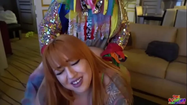 Busty Redhead Milf gets her pussy destroyed by clown