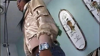 Sweet ebony with round ass gets her cooch slammed by bbc