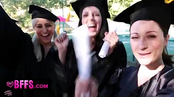 BFFS - Curious Vixens Celebrate Their Graduation By Licking And Rubbing Their Tight Pink Pussies: Porn
