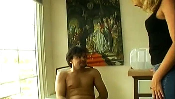 Big ass blonde riding cock on the staircase