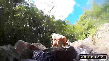 Flashing In Public Waterfall Leads To Pussy Fuck
