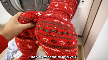 Step Sister Stuck in Washing Machine - Christmas Gift Fuck with Big Ass Doggy Style & Rough Sex