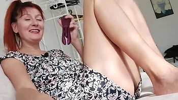 Horny Russian Housewife GinnaGg Tests Big Vibrator Modes Solo Homemade