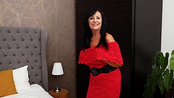 Hot brunette Mona Marley shows off her big natural tits