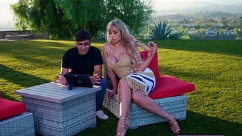 Blonde Carmen Caliente Huge Boobs Bounces While Getting Fucked Outdoors