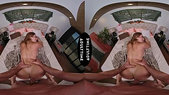 Skylar Snow and Pierce Paris in vr action on the bed