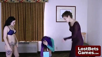 Lesbian Strip Game: Aften Opal and Celestina Blooms Play Elefino, Loser Gets Naked
