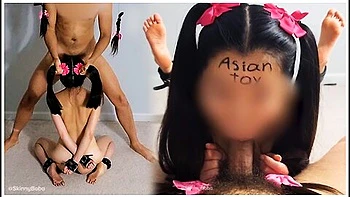 Asian Serving Her Masters Cock During A Blowjob Training Tied Up In Bondage - Hair Cutting Bdsm