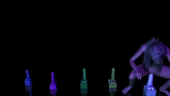 A girl testing dildos: 3D porn