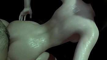 Cute brunette girl loves anal standing up with her hands pulled back : 3D porn