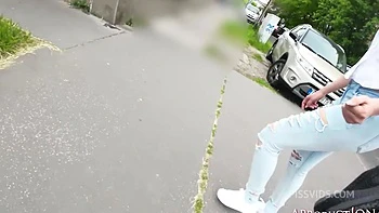 Linda Leclaire Wetting Jeans On The Street