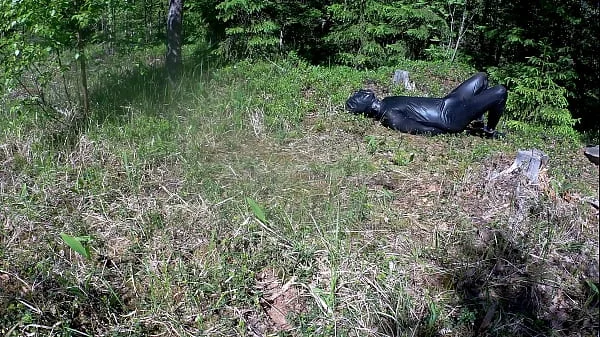 Outdoor hogtie in hot summer day.