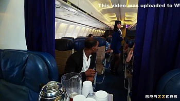 Flight Attendant Sucks Two Bbc At The Back Of The Plane - Angela White And Ricky Johnson