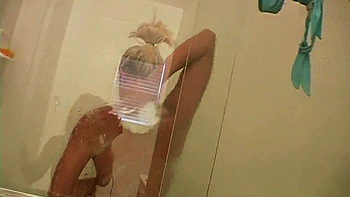 Teasing blonde fondles her pretty titties in POV