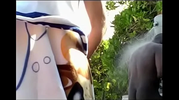 Exhibitionist Wife 1 - 38DD Big Tit MILF Lana Takes A Nude Beach Shower While Voyeurs Watch!