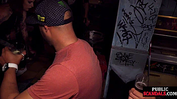 Mouthgagged naughty babe fucked in public