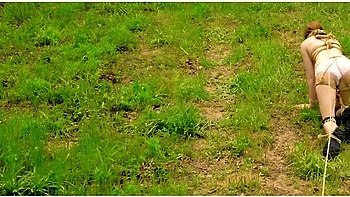 Beautiful Bondage Virgin Gets Gets Tied Up And Face Fucked In A Texas Orchard