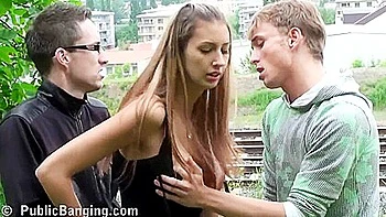 Cute Teen 18+ Public Threesome