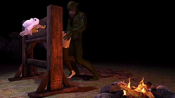 Orc Has His Way with His Elf in the Stocks BDSM - 3D Hentai