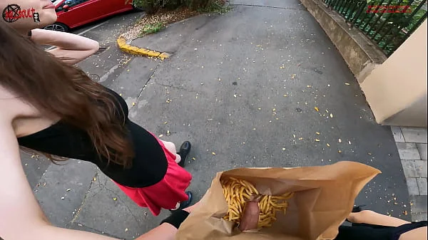 Public double handjob in the fries b a g ... I'm jerkin'it! A whole new way to love McDonald's!
