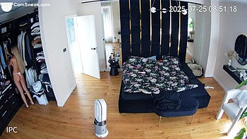 IPCAM - Hot Blonde European In White Thong Getting Dressed