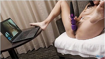 Eb10: Eliza Blue Plays With Anal Dildo While Watching Male Masturbation Porn - Real Orgasm & Squirt