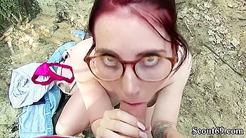 German Outdoor Pov - Rothaarige Lia Louise Nach Der Uni Im Wald Gefickt
