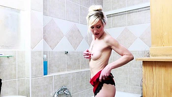 Blonde milf Gwenn goes wild in the bathroom