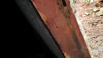 Hot Russian slut gets big facial after hard outdoor pounding