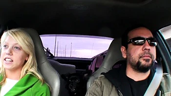 Behind the scenes with busty babe