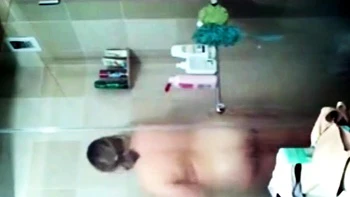 Spying on Sensual stepmom in shower