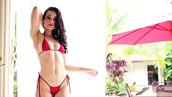 Petite teen stripping down and relaxing