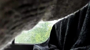 Busty curly brunette with big boobs fucks on couch