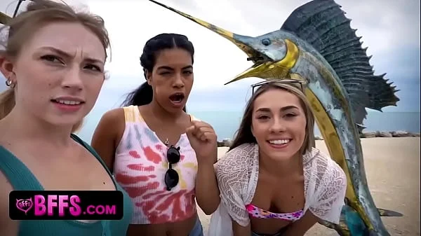 BFFS - Perfect Assed Girls In Skimpy Bikini Celebrate The Fantasy Fest With Sharing Stranger's Cock