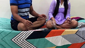 Grabfuck - Distracted From The Game - Lost Her Virginity Stepdaughter Ended With Passionate Sex On The Parents Bed In Hindi