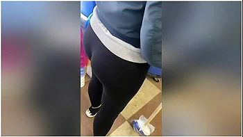 Wife In Transparent Spandex With Visible Peach Panties