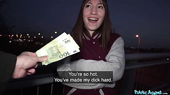 Public agent with a long penis impaled a horny teen gf Kate Quinn