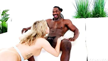 Happy MILF blonde with big boobs and a massive black dick