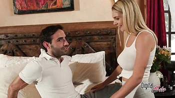 Awesome dick-riding session with a busty blonde model Gabbie Carter