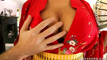 Sweet silicone tits blonde Brooke Brand is jumping on a big dick