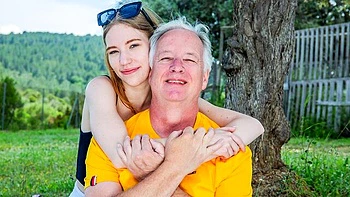 Hard doggy style fuck with an old man and a young girl Maya Sinn