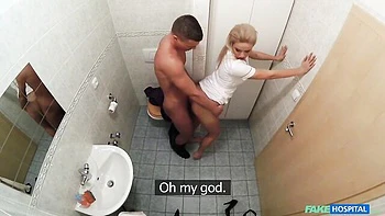 Casting fuck in the toilet with a long-legged blonde Ricky Rascal