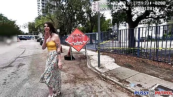 Cutie brunette Destiny Love is enjoying jumping on a large wiener