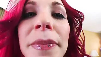 Good redhead model Neesa feels a truly fat penis in her shaved pussy